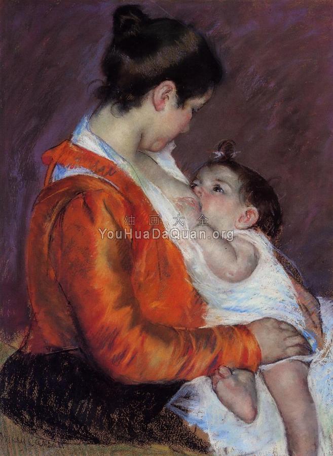 Louise Nursing Her Child - 玛丽·史帝文森·卡萨特